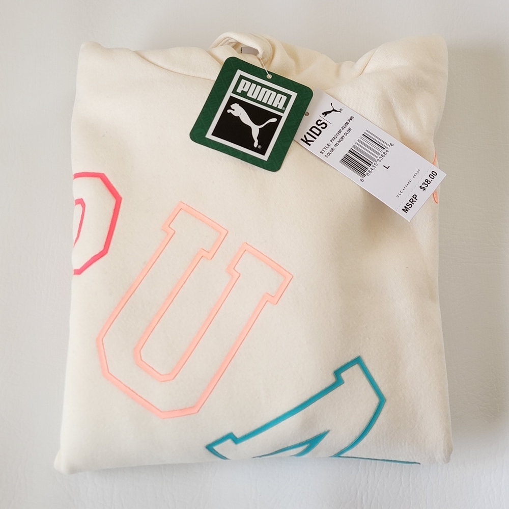 PUMA Girls' Fleece Logo Pullover Hoodie